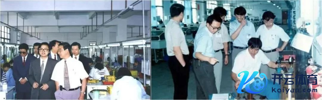 注：左图，王传福（前左二）奉陪客户参不雅工场；右图，王传福（左二）下车间和工东说念主一皆探讨技开头：新华社